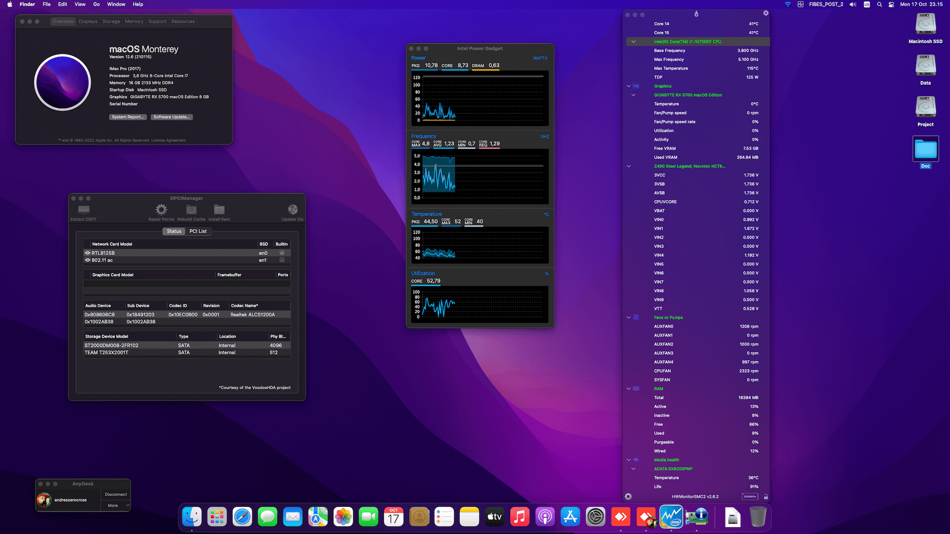 Success Hackintosh macOS Monterey 12.6 Build 21G115 in Asrock Z490 Steel Legend + Intel Core i7 10700KF + Gigabyte RX 5700